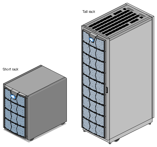 Front Views of Short and Tall Racks