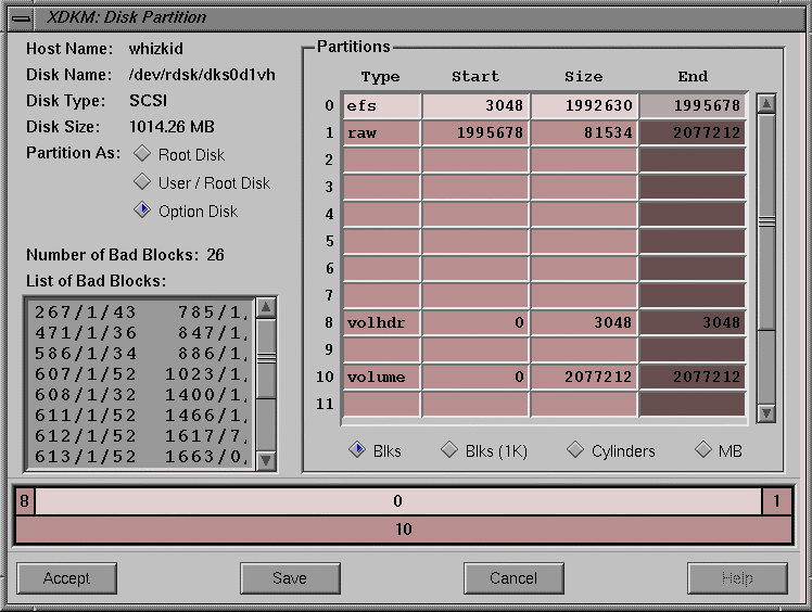 Figure 2-6 The xdkm Disk Partition Dialog