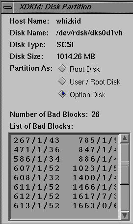 Figure 2-8 xdkm Disk Partition Parameter Fields