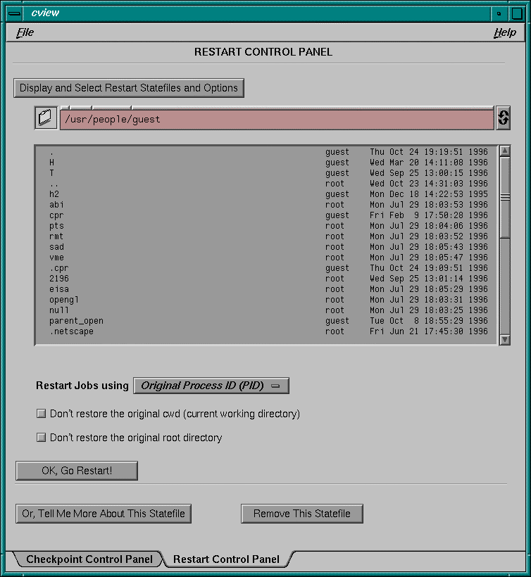 Restart Control Panel (cview)