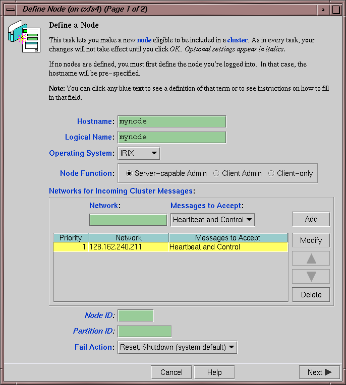 Example Node Definition