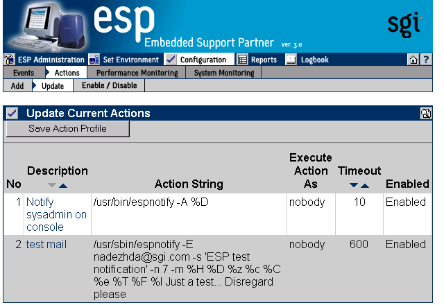 Figure 5-42 Update Current Actions Window