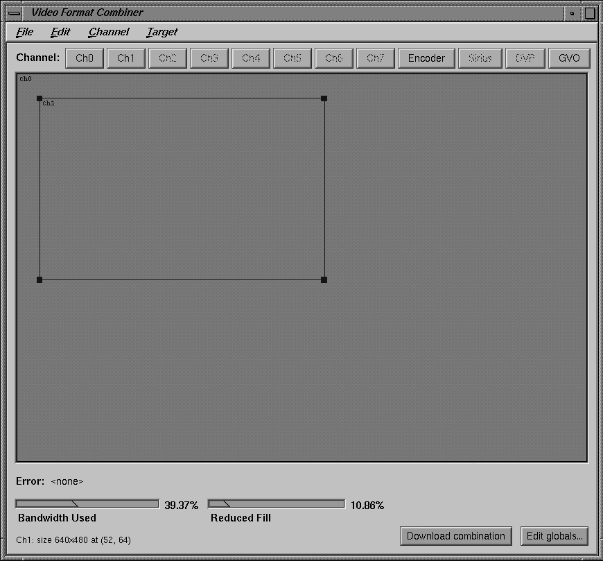 Figure A-2 Combiner Main Window With Channels Selected