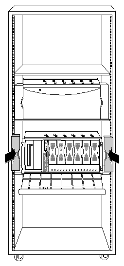 Figure 3-6 Attaching the Plastic End Caps to a Rackmounted Server