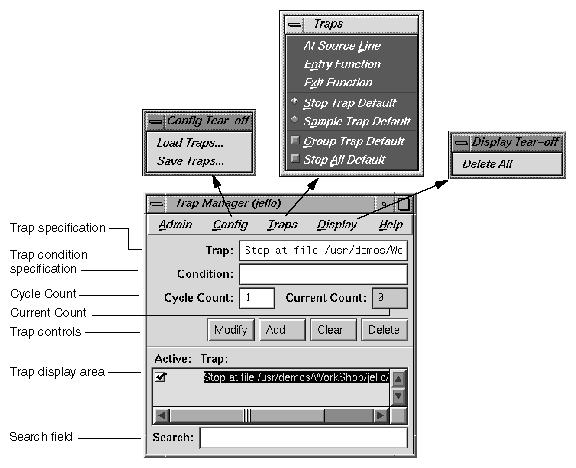 Trap Manager Config, 
Traps, and Display Menus