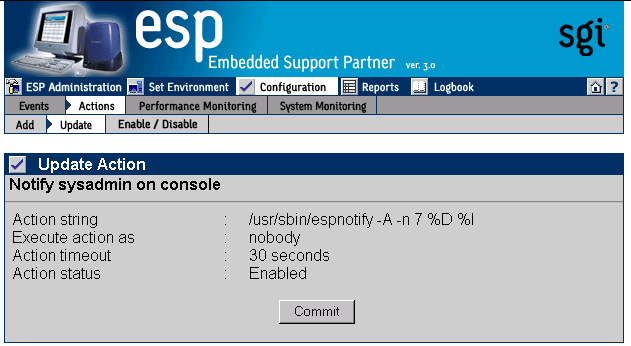 Figure 5-44 Verification Message for Updating an Action