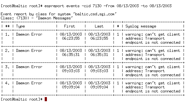 Figure 6-3 Example Report (Command Line Interface)