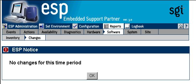 Figure 6-40 Example Software Changes Report (System Group Manager Mode)