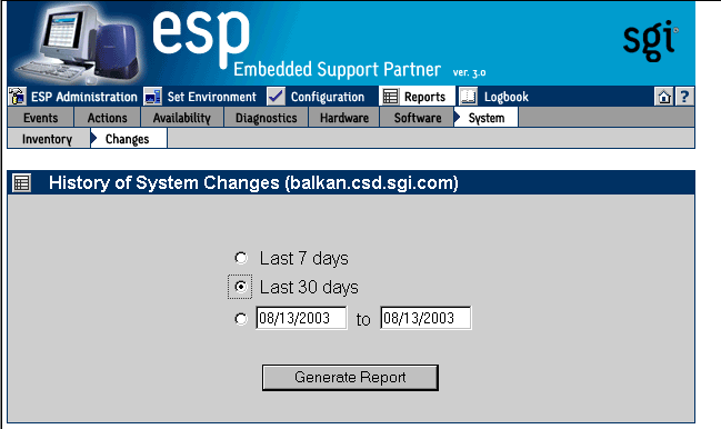 Figure 6-43 History of System Changes Window (Single System Manager Mode)