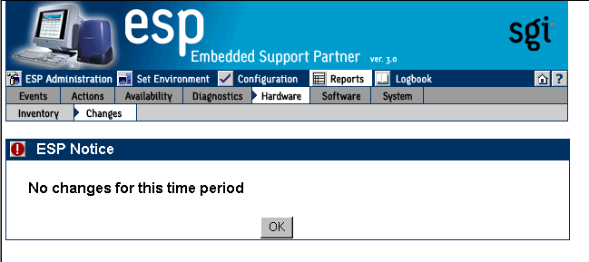 Figure 6-30 Example Hardware Changes Report (Single System Manager Mode)