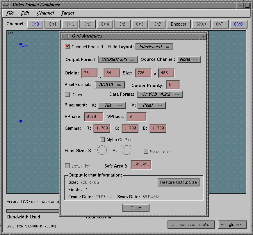 Figure D-12 GVO Attributes Window