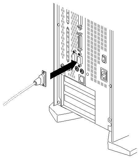 Figure 4-7 Attaching a Serial Cable to Port 1 of the Origin200 Server