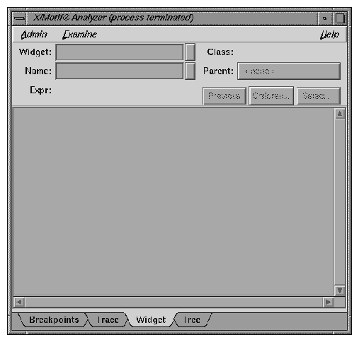 First View of the X/Motif Analyzer (Widget Examiner)