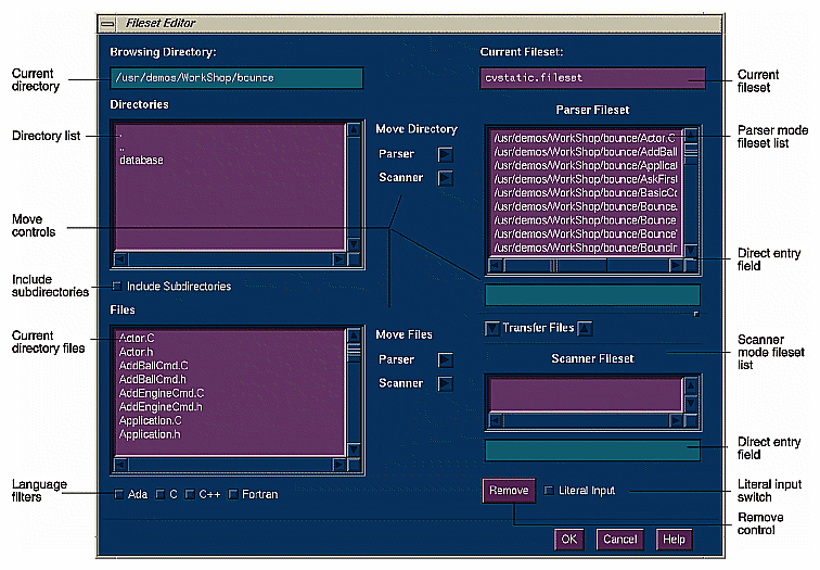 The Fileset Editor
Window