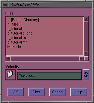 Output Text File Selection Dialog 