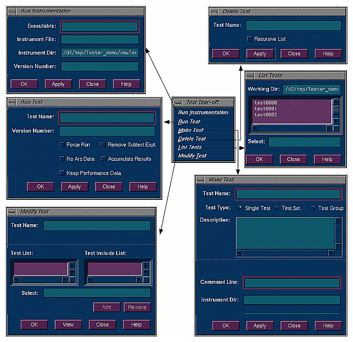 Test Menu Commands