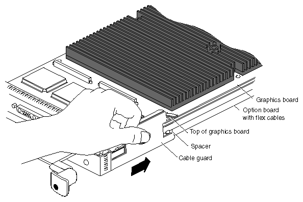 Figure 5-28 Sliding the Cable Guard Behind the Standoff