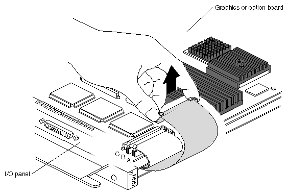 Figure 5-18 Removing the Flex Cables From the Graphics Board