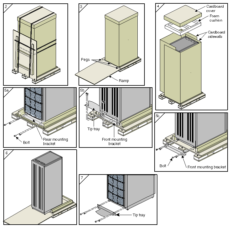 Removing a Tall Rack from the Shipping Crate