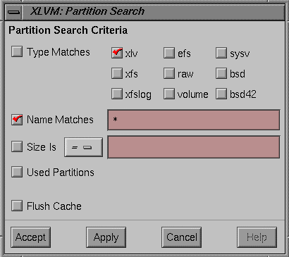 Figure 4-21 xlvm Partition Search Dialog