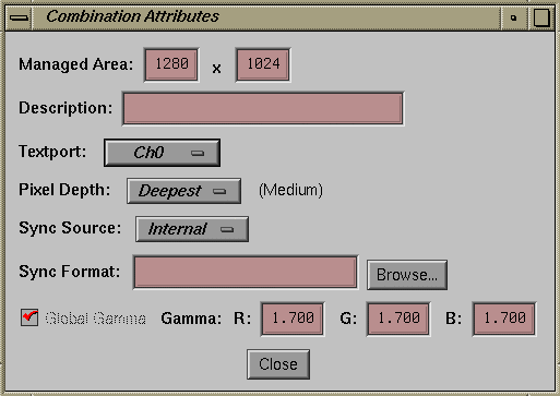 Figure 2-8 Combination Attributes Window