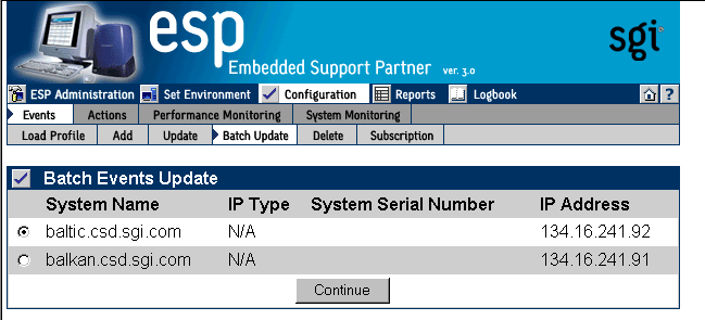 Figure 5-23 Batch Events Update Window (with SGM Clients)
