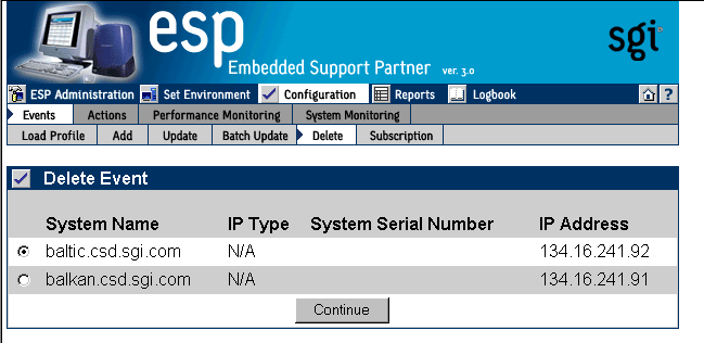 Figure 5-25 Delete User Events Window (with SGM Clients)