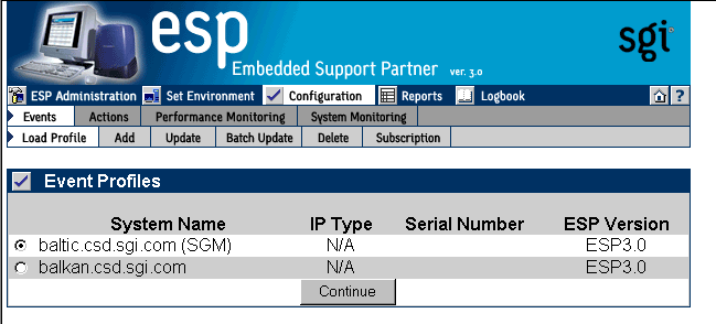 Figure 5-1 Event Profile Window (System Group Manager)