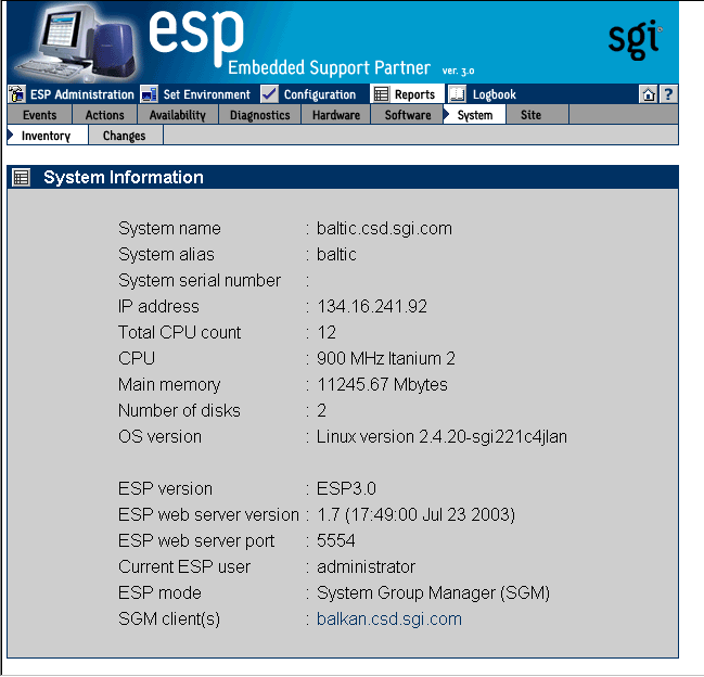 Figure 6-42 Example System Inventory Report (System Group Manager Mode)