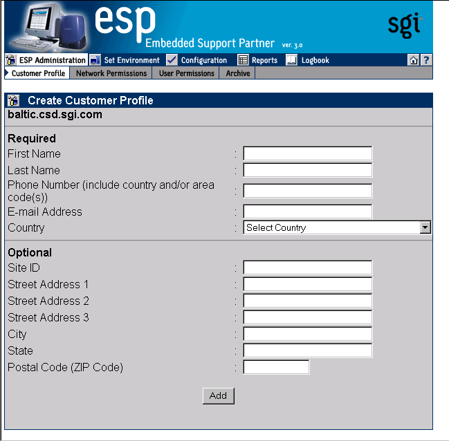 Figure 3-2 Update Customer Profile Window (Web-based Interface) 