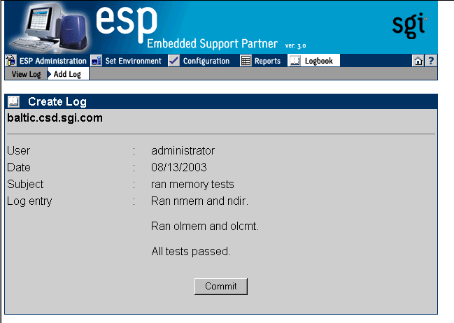 Figure 7-11 Logbook Entry Confirmation Window (System Group Manager Mode)