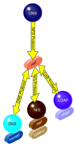 Action of the nsd Daemon With Name Service Protocols