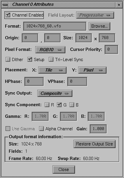 Figure A-4 Channel Attributes Window