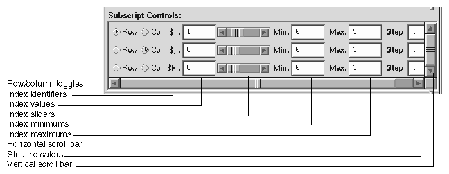 Subscript Controls Panel in Array Browser
 Window