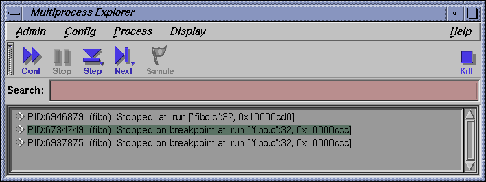 Multiprocess Explorer with running processes stopped