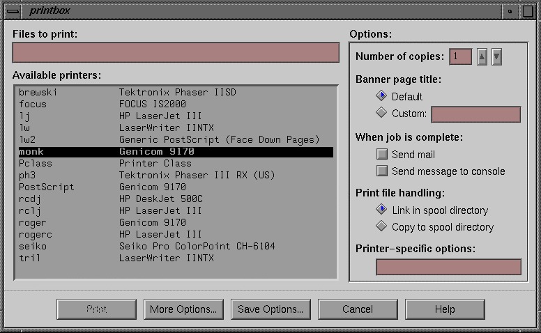 Figure 5-1 PrintBox Widget: Default Configuration