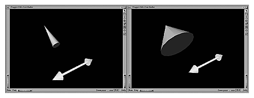 Figure 15-6 Using a Dragger and Engine to Edit the Radius of a Cone