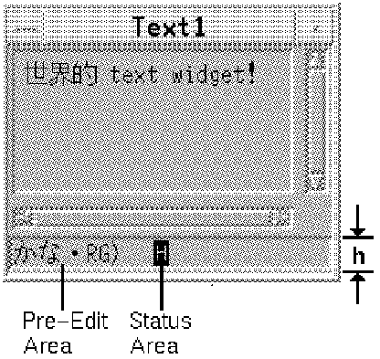 Figure 11-7 
Text Widget Pre-Edit and Status Areas Using Off-the-Spot