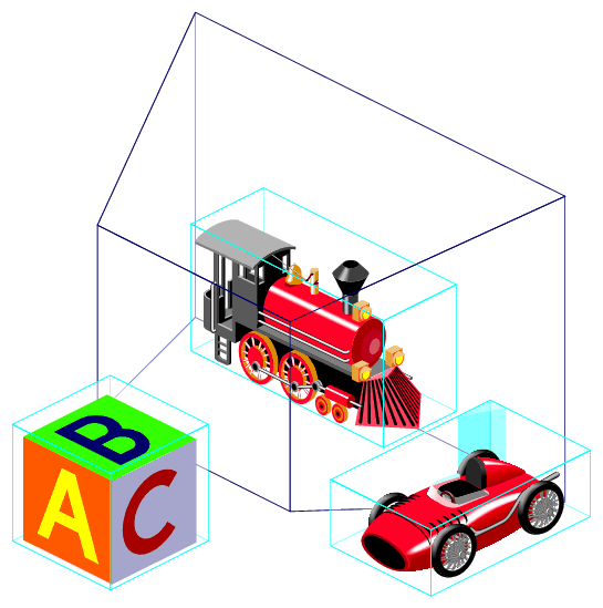 Sample Database Objects and Bounding Volumes