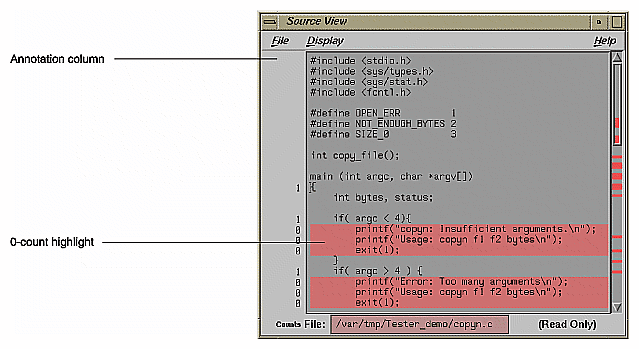 Source View with Count Annotations