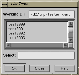 List Tests Dialog Box