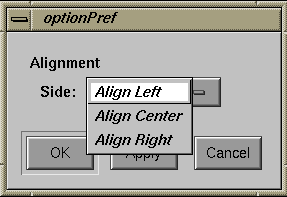 Figure 8-7 Preference Dialog With Option Menu Preference Item