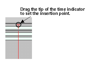 Use the Tip of the Time Indicator to Set the Insertion Point