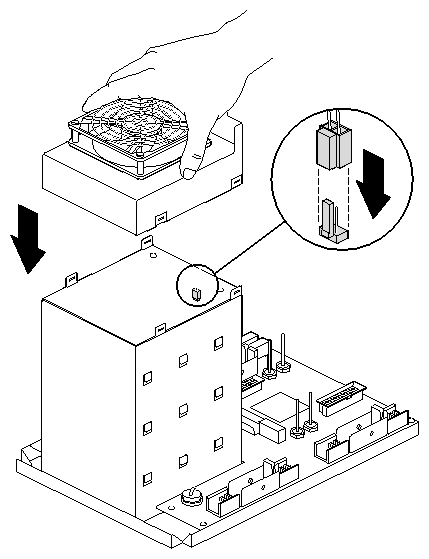 Figure 7-29 Placing the Fan on the Back of the Drive Bay