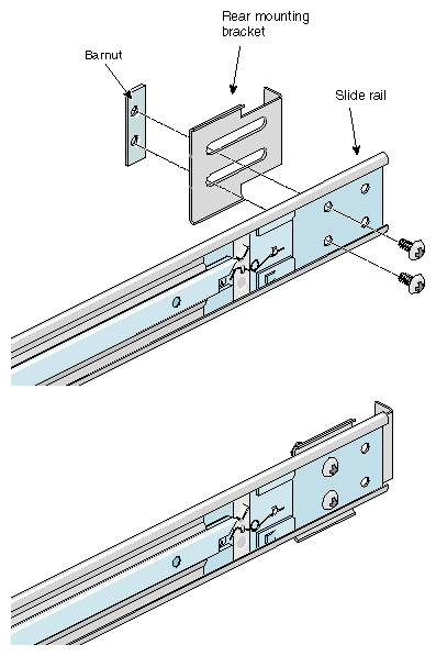 Attaching the Rear Mounting Bracket to the Slide Rail